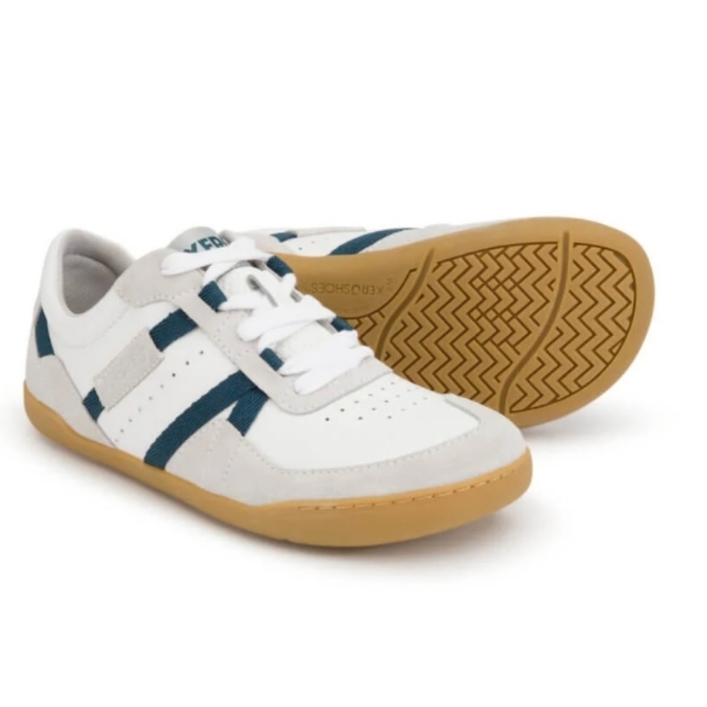 XERO Men's KELSO WHITE With Green  Striped Accent Retro Court Style Shoe